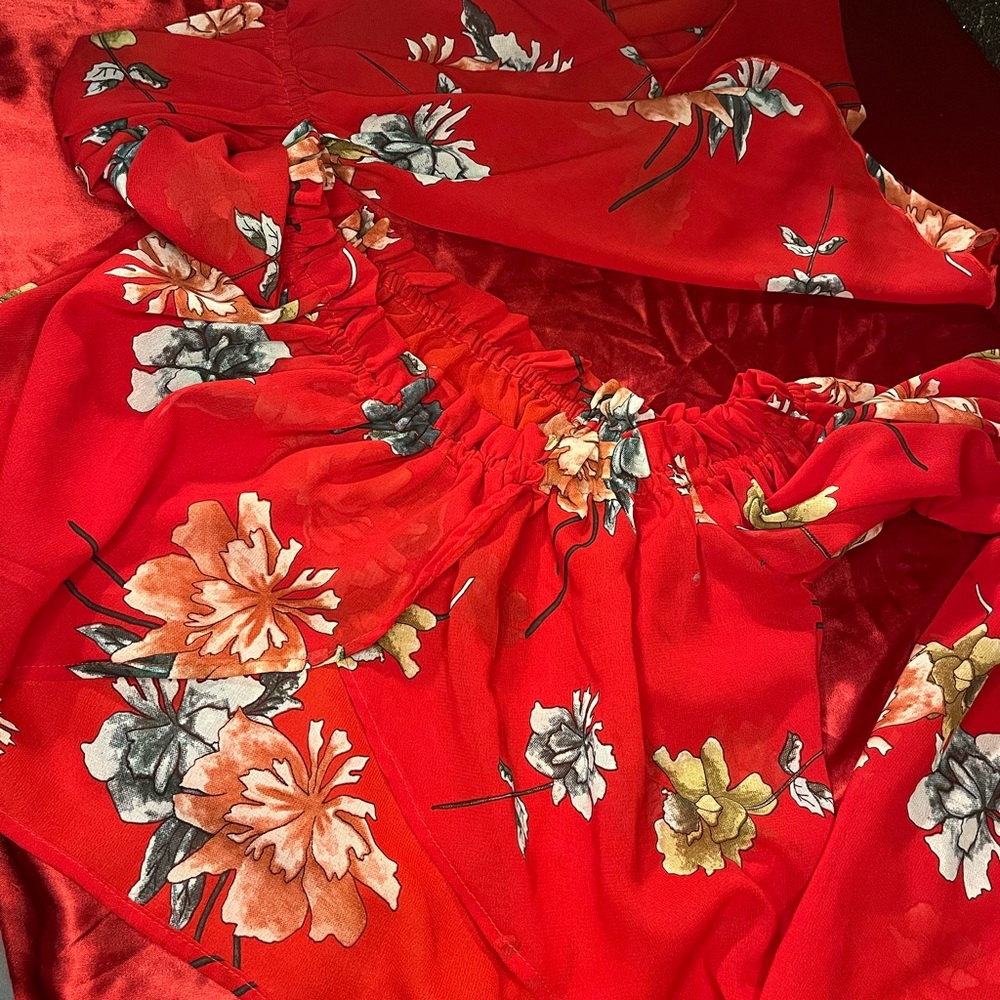 Floral Red Dress